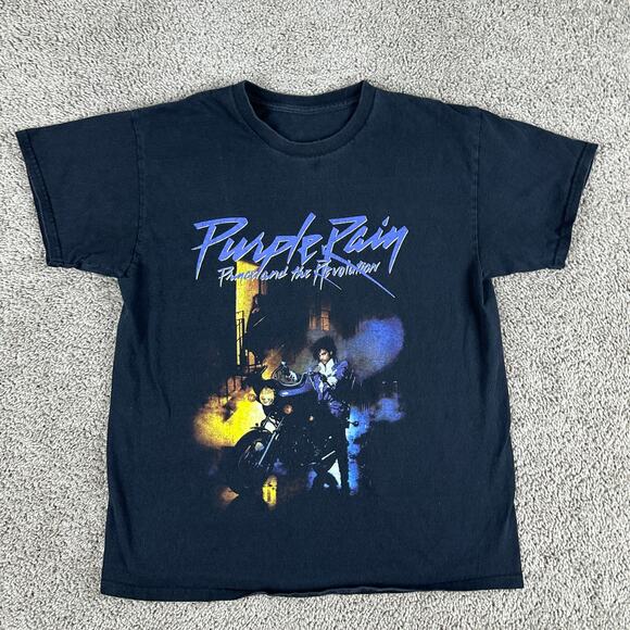 Prince Shirt Mens L Black Purple Rain Revolution Music Rock Short Sleeve Casual - Picture 2 of 10